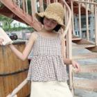Gingham Frilled Spaghetti Strap Top