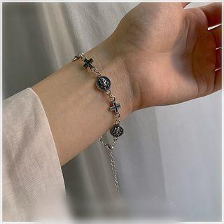 Cross Bracelet 3072 - Dark Silver - One Size