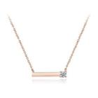 925 Sterling Silver Plated Rose Gold Simple Geometric Rectangular Necklace With Cubic Zirconia Rose Gold - One Size
