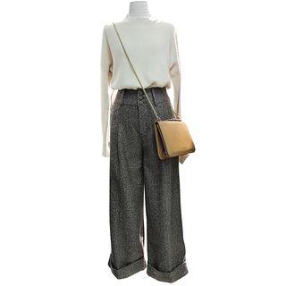 Set: Knit Pullover + Crop Wide Leg Pants