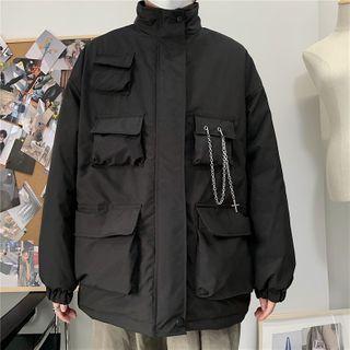 Chain Accent Zip Cargo Jacket