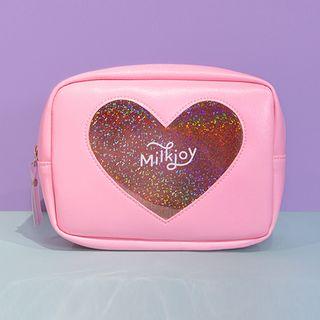 Iridescent Transparent Heart Zip Pouch