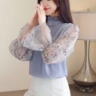 Bell-sleeve Sequined Chiffon Blouse