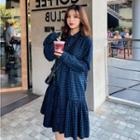 Single-breasted Ruffle Panel Mock Two-piece Shirtdress