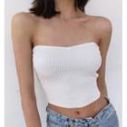 Strapless Cropped Ribbed Top