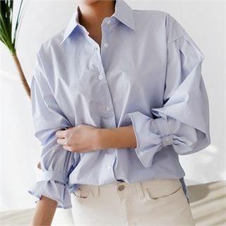 Balloon-sleeve Buttoned Cuff Blouse