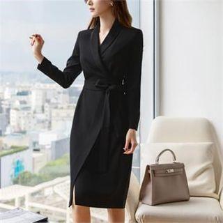 Tie-waist Wrap Coatdress