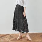 Button-detail Laced Long Skirt