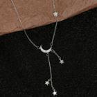 Alloy Moon & Star Pendant Necklace 1 Pc - 01 - Moon & Star - Silver - One Size