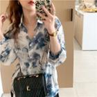 Long-sleeve Print Blouse As Figure - One Size