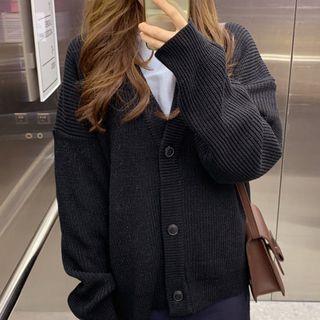 Colored Rib-knit Boxy Cardigan