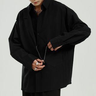 Mock Two-piece Asymmetrical Panel Shirt