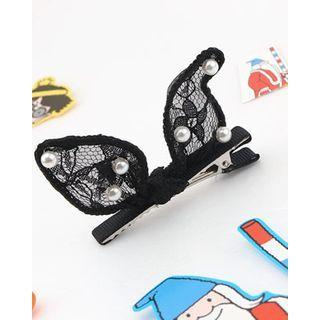 Faux-pearl Bow Hair Clip One Size