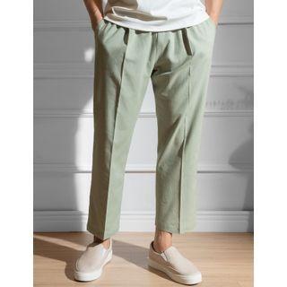 Band-waist Straight-cut Linen Pants