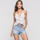 Face Print V-neck Cropped Camisole Top