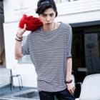 Dolman-sleeve Stripe T-shirt