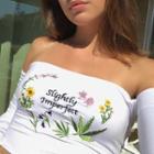 Floral Off-shoulder Long-sleeve T-shirt