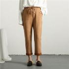 Faux-suede Cropped Harem Pants