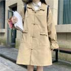 Frog-buttoned Frill Trim Coat Khaki - One Size