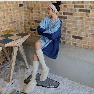 Colorblock Loose-fit Sweater Blue - One Size