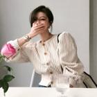 Puff-sleeve Corduroy Cropped Blouse