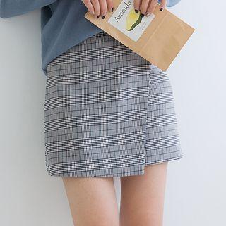 Plaid Mini Skirt Gray - S