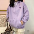 Embroidered Hoodie Violet - One Size