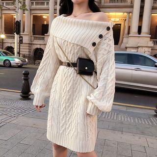 Midi A-line Sweater Dress / Belt