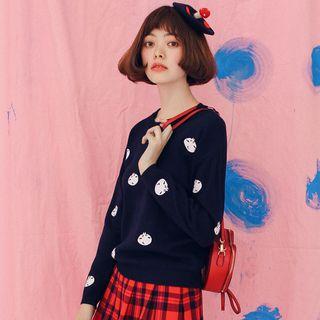 Dotted Long-sleeve Knit Sweater