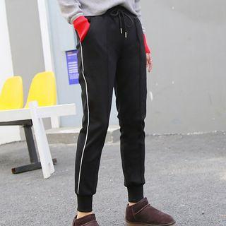 Drawstring Contrast Trim Pants