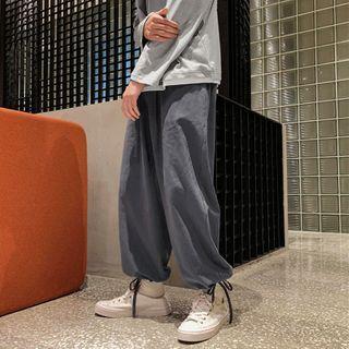 Wide-leg Tie-ankle Pants