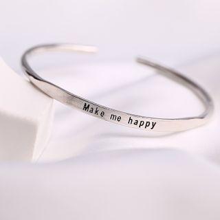 Letter Embossed Open Bangle Silver - One Size