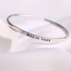 Letter Embossed Open Bangle Silver - One Size