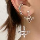 Alloy Cupids Arrow & Flying Heart Earring 1 Pair - Silver - One Size