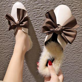 Bow Tie Faux Fur Lined Mules