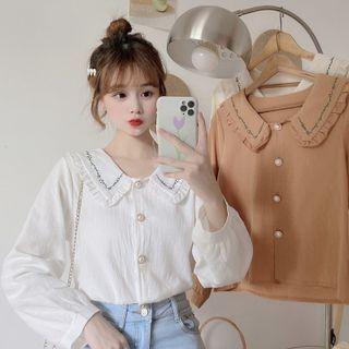 Peter Pan Collar Frill Trim Blouse