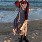 Plain Shirt / Spaghetti Strap Floral Print Dress