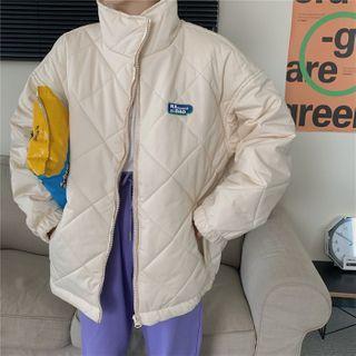 Stand-collar Argyle Padded Jacket