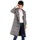 Double Breasted Plaid Long Woolen Coat