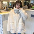 Buckled Fleece Zip Coat Off-white - One Size