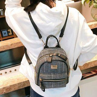 Studded Plaid Mini Backpack