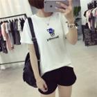 Dog Embroidered Short-sleeve T-shirt