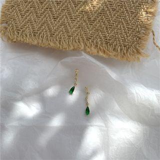 Gemstone Drop Earring 925 Silver - Earrings - Green - One Size