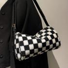 Checker Print Fluffy Crossbody Bag