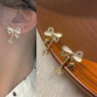 Bow Stud Earring 1 Pair - 1540a - Gold - One Size