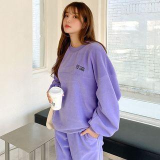 Plus Size Embroidered Fleece Pullover