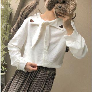 Heart Embroidered Long-sleeve Blouse