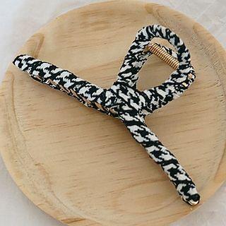 Houndstooth Fabric Hair Clamp 1 Pc - Houndstooth - Black & White - One Size