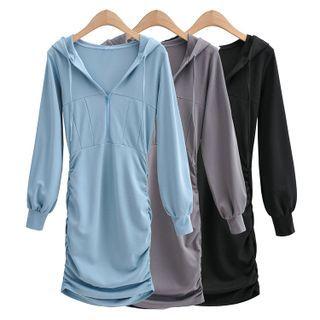 Half-zip Hooded Mini Bodycon Dress