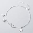 925 Sterling Silver Rhinestone Cloud Moon & Star Bracelet 925 Sterling Silver - Bracelet - One Size